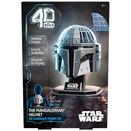 4D Build, Star Wars Mandalorian Helmet 3D Model Kit, Star Wars Collectibles & Desk Decor, Adult Puzzle, Building Toys, 3D Puzzles for Adults & Teens, 88 Pieces, Gift Ideas for Ages 12 & Up - style: Mandalorian Helmet 88 pcs