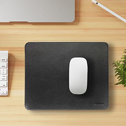 Leather Mouse Pad - Wood Mouse Pad, Double Side Mouse Pad with Stitched Edge, Waterproof Ultra Thin Mouse Pad for Computers, Laptop, Office & Home, 10.2 x 8.3 Inch, 1 Pack (Black) - color: Black