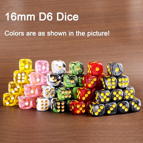 24 of Pack 16MM 6 Sided Dice Set,Two Colours D6 Game Dice Set, 6 Sided Standard Dices for Yahtzee, Bunco or Teaching Math,with Portable Dice Pouch(Green and Black) - color: 16mm Green-black