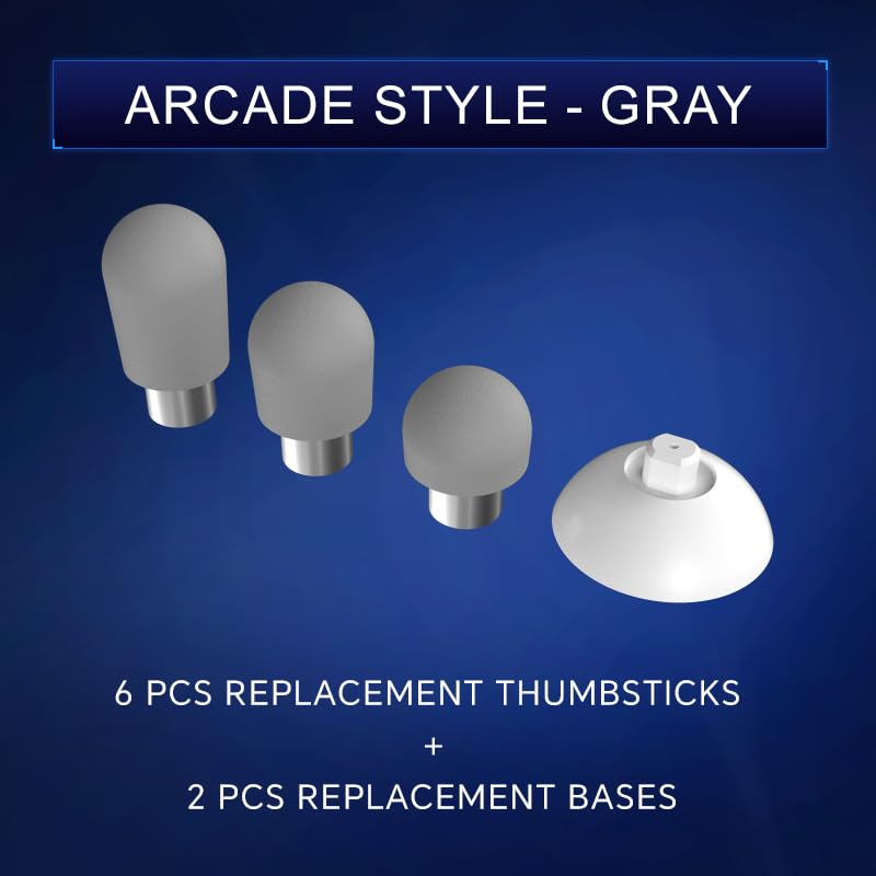 ZD Gaming C-Type Thumb Grip Replacement Kit, Standard/FPS/Arcade Joystick Caps with Replacement Bases, Non-Slip, Compatible with Xbox Series/Astro C40/8BitDo Controllers, Enhanced Precision for E-Sports Gaming & All Game Modes (Arcade Style) (Gary) - colo