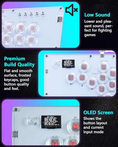 GuileKeys Leverless Controller Arcade Stick GK-16, All-Button Arcade Controller with Multi-function Button for PS4/PS3/PC/Switch, Arcade Fight Stick with RGB/Turbo/Hot-Swap/Custom Top Plate DIY White - color: GK-16 White