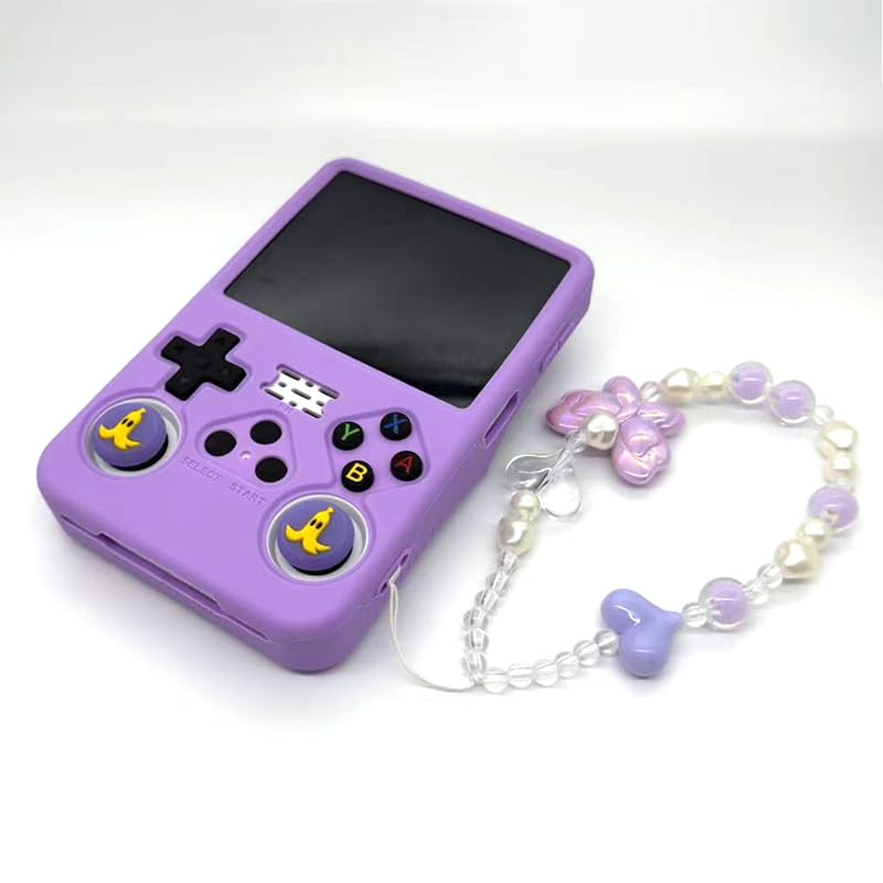 Silicone Case for R36S Handheld Game Console Protective Case with Lanyard Button Cover Accessory for Gift (Purple) - color: purple