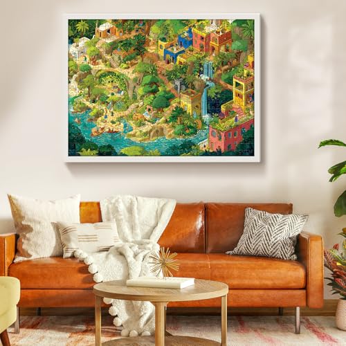 500 Piece Jigsaw Puzzles for Adults, Lost Jungle City Puzzle, Tropical Paradise Landscape, Ancient Ruins Waterfall Puzzle, Colorful Fantasy Island, Adventure Nature Artwork, 20.5 x 15 - style: Forest Maze
