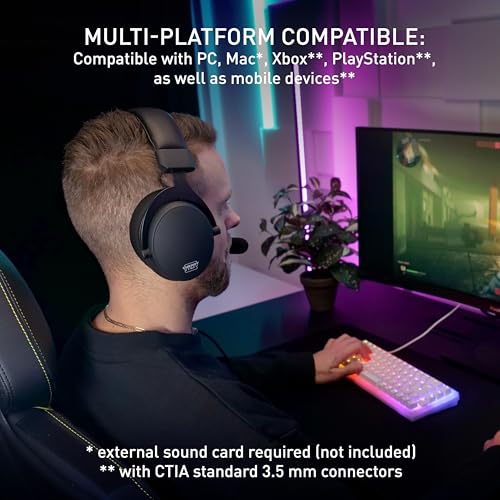 Xtrfy H2, Professional Gaming Headset, Optimised for Esports, Extra-Large Ear Cushions with Memory Foam Pads, Detachable Microphone, Braided Cable, Black