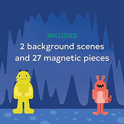 Petit Collage Magnetic Play Set, Monsters – Mix & Match Magnetic Game Board, Ideal for Ages 3+ – Includes 2 Magnetic Scenes and Over 25 Magnet Pieces, Ideal Travel Activity for Kids - color: Mix + Match Monsters Magnetic Play Set
