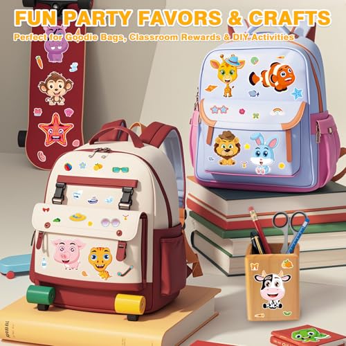 48 Animal Make-a-Face Sticker Sheets for Kids | 12 Designs, Mix 'n Match Crafts, Party Favors & Goodie Bag Stuffers - style: Cute Animals