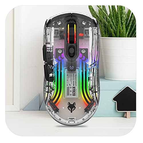 Bluetooth Wireless Mouse, Transparent RGB Mechanical Dual Mode Gaming Mouse, A Must-Have Cool USB Computer Mouse for Gaming and Esports - color: Black1
