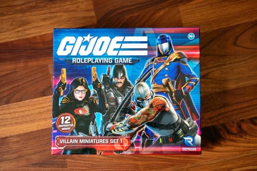 Renegade Game Studios G.I. Joe RPG Villain Miniatures Set 1, 12 Figures | Unpainted 28mm Scale Cobra Expansion Pack with Destro, Serpentor & Zartan, Compatible with Core RPG Rulebook System