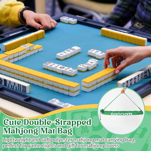 35 Inch Long Mahjong Mat Bag Waterproof Mahjong Mat Storage Carrying Bag Double Strapped Polyester Drawstring Lightweight Holder for Board Games Storage-mat Not Included(Green) - color: Green