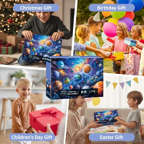 Puzzles for Kids Ages 6-8 8-10 Year Old, Solar System Planets 200 Pieces Jigsaw Puzzles for Kids Ages 10-12, Learning Educational Toys for Boys and Girls Ages 6 7 8 9 10 11 12 Year Old - style: 200pieces