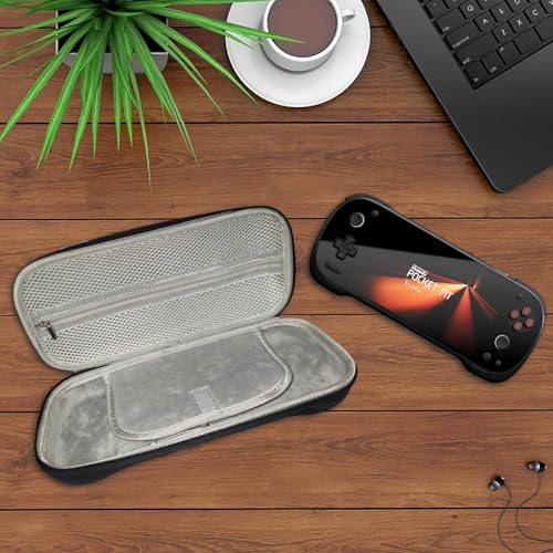 YAJOJO Carrying Case for AYANEO KONKR Pocket FIT Handheld Game Console with Lanyard & Carabiner,Hard Shell Cover with Pocket for KONKR Pocket FIT & Accessories ,Shockproof(Black)