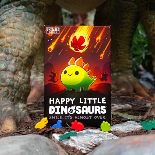Unstable Games Happy Little Dinosaurs Board Game - Funny Card Game for Adults and Kids - Family Board Games for 2-4 Players, Ages 8 and Up, From the Creators of Unstable Unicorns and Here to Slay - style: Base Game