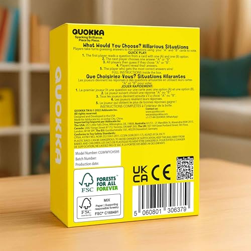 QUOKKA Card Game for Teens, Kids & Adults – 500+ Hilarious Situations | What Would You Choose Challenge | Family & Party for Game Nights, Friends, Travel & Sleepovers, Age 7+ - color: 4. Hillarious Situations