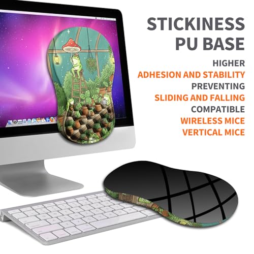 Ergonomic Joint Wrist Support Mouse Pad with Memory Foam Cushion Massage Bump, Carpal Tunnel Pain Relief Mousepad Slope Design for Wrist Rest, 11.8x7.9 in, Cute Frog - color: Cute Frog