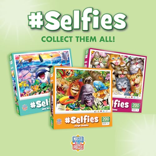 MasterPieces – Jigsaw Puzzle Set for Kids 6+ Years, 4-Pack of 100 Pieces, Educational and Fun Game, Silly Animals Collection, Gift Idea for Children, 8" x 10" - style: Selfies