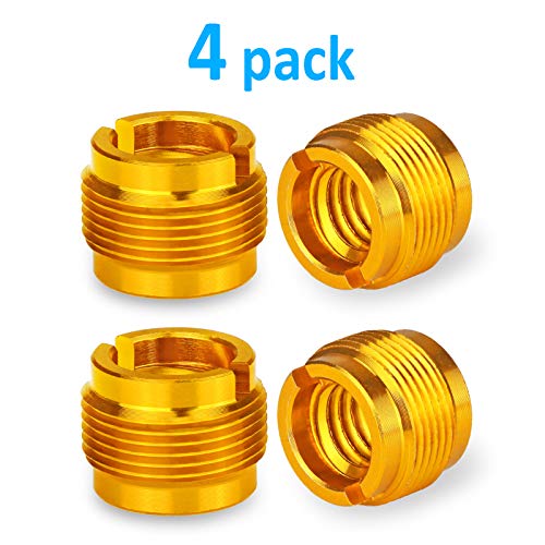 4 PCS Gold Colour Adapter for HyperX QuadCast Mic, Blue Yeti, Rode, Razer, Shure and Most USB Microphone, Shock Mount, Boom Arm Screw Thread Adapter 5/8" Male to 3/8" Female Screw Adapter by YOUSHARES - color: 4PCS