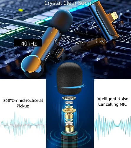 NPTCL Mini Wireless Microphone USB C for iPhone 17/16/15, Android Phone | Noise Canceling Clip on Mic,10 Hour Battery Life, 100Ft Transmission for Video Recording Vlogging Streaming Youtube Tiktok - style: 01 USB C