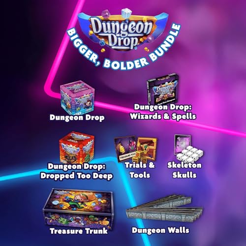 Dungeon Drop Bigger Bolder Bundle by Phase Shift Games, Collector's Edition | Base Game, Dropped Too Deep, Wizards & Spells, Trials & Tools, Dungeon Walls, & Treasure Trunk