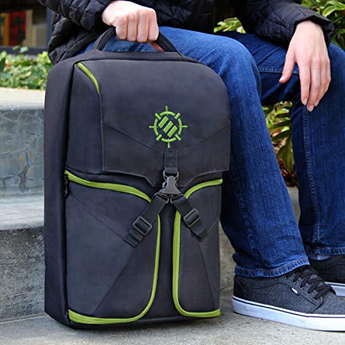 ENHANCE Xbox Backpack - Xbox Carrying Case Compatible with Series S, One X, One S - Storage Compartments for Controllers, Gaming Headset, Games & More Gaming Accessories - Green