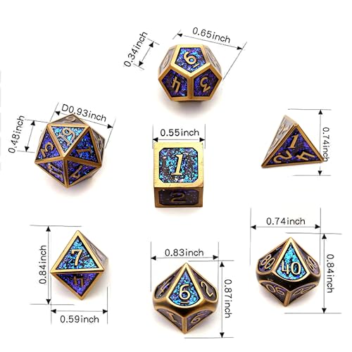 Metal Dice Set D&D Dragon and Dungeon Polyhedral Metal Dice, Punk Style Role-Play RPG Explorer MTG Pioneer Game DND Dice Set (7 Pieces) - color: Black2