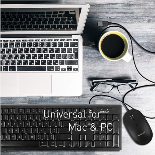 Macally Computer Mouse Wired, Silent USB Mice - Slim & Compact USB for Apple Mac or Windows PC Laptop/Desktop - Designed with Optical Sensor & DPI Switch - Simple - Black - color: Black