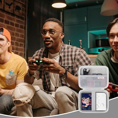 Supmay Hard Carrying Case for G350/RG35XX Pro/RG40XXV/RG405V/RG406V Retro Handheld Game Console, Retro Game Travel Storage Holder with Mesh Bag for SD Card, USB Charging Cable, User Manual, Grey - color: Grey