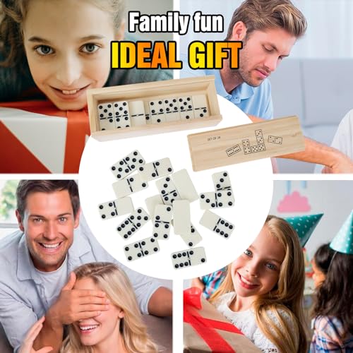 GOTHINK Dominos Set for Adults with Wooden Box - Tile Dot Dominoes Games Set for Family Night Travel Game - Classic Party Board Game Ideal - color: Double 6 Dominoes With Wooden Box