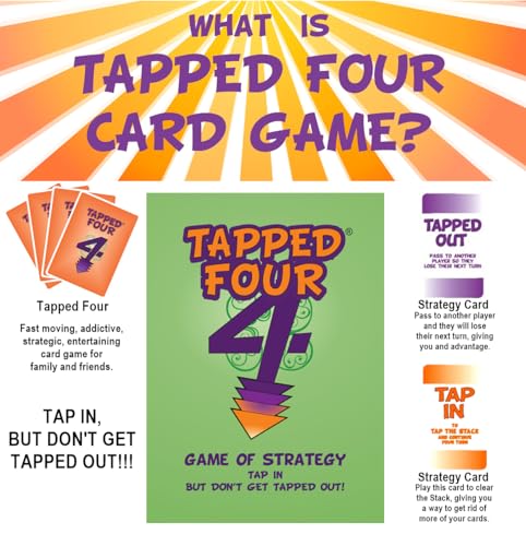 Tapped Four Original Card Game for 2–8 Players, Fast Strategy Game