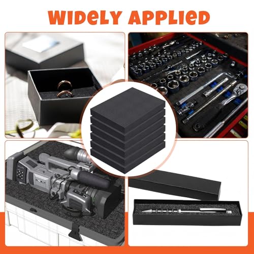 12 Pcs 16 x 12 x 2 Inch Pre-cubed Pick Apart Foam Sheets Pre-cut Polyethylene Foam Inserts Black Packing Padding for Tool Box, Camera, Crafts and Storage Case