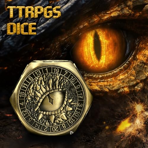ZHOORQI 8-in-1 DND Dice Set β Metal Spinner Dice with Dual D20, 3D Monster Engravings & Smooth Spinning β Perfect for TTRPG, D and D Dungeons and Dragons Gifts (Bronze) - color: Bronze