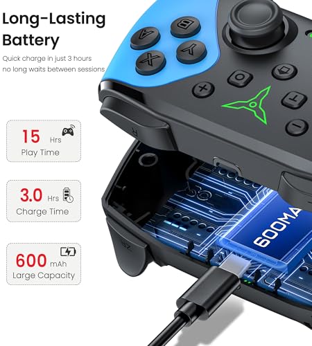 Wireless Switch Controller for Nintendo Switch/Switch 2/Lite/OLED Controller, Switch Controller with a Mouse Touch Feeling on Back Buttons, Extra Switch Pro Controller with Wake-up,Programmable, Turbo Function - color: Red+Blue