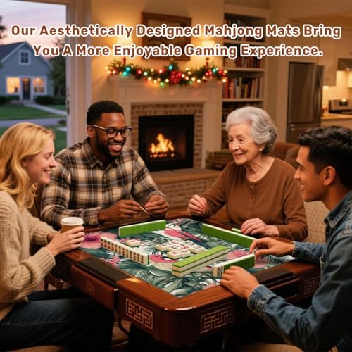 Mahjong Mat 31.5" x 31.5" Tropical Leaves Flowers Frangipani Birds Paradise Parrot Abstract Non-Slip Noise Reduction Mahjong Tiles Table Cover for Dominoes Poker Card Board and Tile Games - color: Color8