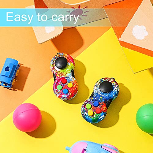 Skylety 2 Pcs Fidget Toys for Adults Controller Fidget Pad Stress Relief Cube Clicker Game Controller Sensory Educational Toy for ADHD Autism Relief Stress Anxiety(Graffiti Style) - style: Graffiti Style