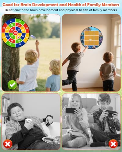 Carnival Games Set, Outdoor Giant Tic Tac Toe Games, Soft Plastic Cones Bean Bags Ring Toss Game Combo Set, 26" Dart Board with Sticky Balls for Kids Adults Family Indoor Lawn Yard Birthday Party - size: D+GTB-T-60