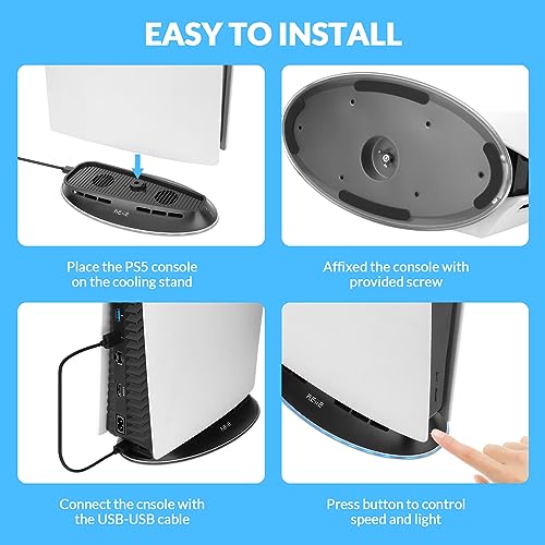 Cooling Stand with Dual Fans,Cooling Station Built-in RGB Light,for Host Battery,Compatible with PS5 Slim&PS5 Pro(All Version)