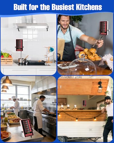 Commercial Kitchen Timer for Cooking, 6 Channel Timer Restaurant Kitchen Supplies, Heavy-Duty Timer - Stainless Steel | Digital LED Technology | Reminder Function | Loud Alarm - size: 6 channel