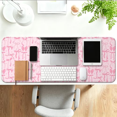 Pretty Bow Girly Gaming Desk Mat, Computer Keyboard Large Extended Long Mouse Pad for Office and Home, XL (W24) - color: W24