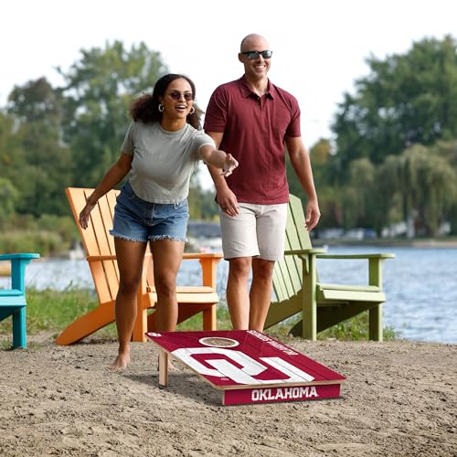 YouTheFan NCAA 2’ x 3’ Wood Cornhole Game with Logo Bags - color: Oklahoma Sooners
