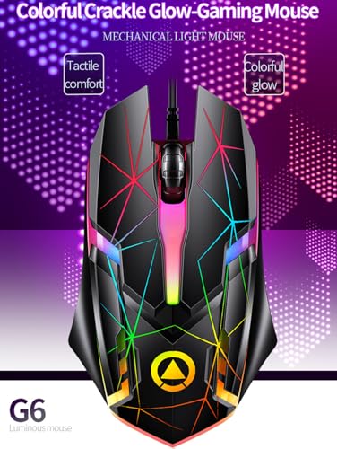 Gaming Mouse G6 Wired Game Mice Colorful Backlight 3 Button Mouse 3 Speed 1200 DPI RGB Game Mouse for Computer Laptop Notebook Accessory