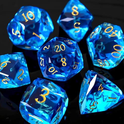 Multifaceted Resin DND Dice Set 7 PCS Polyhedral Role Playing Dice for Dungeons & Dragons, Pathfinder, RPG and Tabletop Games(RED) - color: Multifaceted -Blue