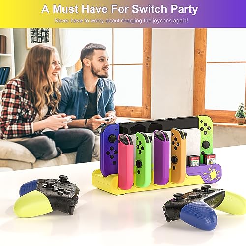 Switch Charging Station - Charges up to 6 Joycons with Game Card Storage Stand for Nintendo Switch & OLED Model Joycons (Designed for Splatoon 3) - color: Splatoon 3 Edition