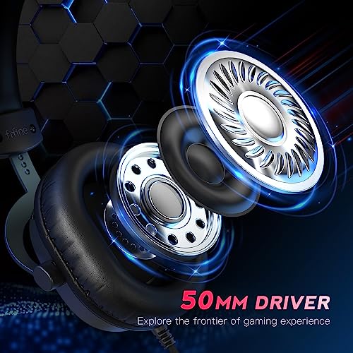 FIFINE Gaming USB Headset with 3.5mm Audio Jack, PC Over-Ear Headset with 7.1 Surround Sound, Detachable Microphone, Volume Control, Wired Headphones Black for PS5/PS4/Switch/XBOX controller H9