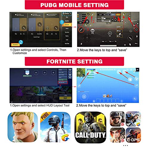 DELAM Mobile Game Controller for iPhone & Android, Pubg Mobile Controller Phone Triggers for Gaming, Gaming Grip Joystick Gamepad Shoot Aim Keys for 4.7-6.5" Phone - color: PUBG Controller with 4 Triggers