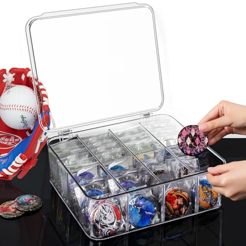 Trading Card Storage Box, Clear Plastic, Holds 2000+ Cards | for Baseball, Football, Sports Cards, for Toploader, Magnetic Card Holders, for TCG Mtg, Adjustable Dividers, Dust-Free