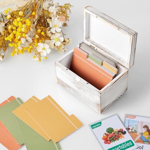 DRASTAR Index Card Holder, Index Card Organizer 3x5, Index Card Holder with Dividers for Desk, Index Card Storage Case, Note Card Box, Retro White - color: Retro White