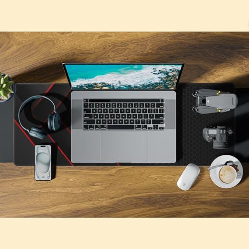 Gaming Desk Pad, Black Red Honeycomb Technology, 31.5"X15.7" Extended Mat with Stitched Edge Non-Slip Base for Office, Keyboard, Laptop - color: Cellular Technology