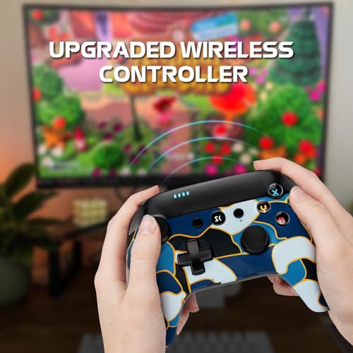 ISHAKO Wireless Switch Pro Controller Compatible with Switch/Lite/OLED, Gamepad with Turbo, Dual Vibration, Wake-up, and Motion Control - Blue