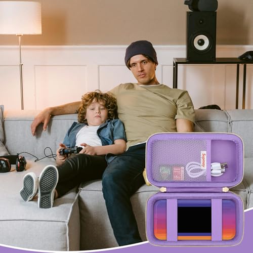 Supmay Hard Travel Case for My Arcade Data East Pocket Player, Portable Video Game System Handheld Game Protection Case with Mesh Pocket for Batteries and USB-C Cable, Purple - color: Purple Cube