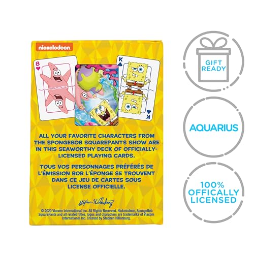 AQUARIUS SpongeBob Playing Cards - SpongeBob SquarePants Cast Deck of Cards for Your Favorite Card Games - Officially Licensed SpongeBob Merchandise & Collectibles - Poker Size