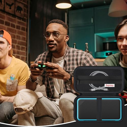 Supmay Carrying Case Compatible with New Nintendo 2DS XL/ R36 Max Retro Handheld Game Console, Video Game Console Travel Bag with Mesh Pocket for Charging Cable, TF Card, Manual, Black